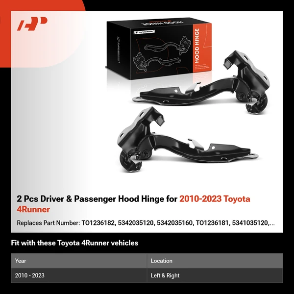 2 Pcs Driver & Passenger Hood Hinge for 2010-2023 Toyota 4Runner