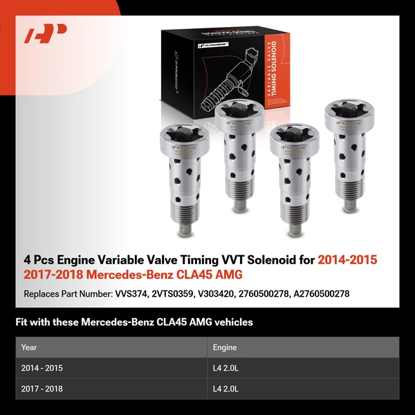 4 Pcs Engine Variable Valve Timing VVT Solenoid for 2014-2015 2017-2018 Mercedes-Benz CLA45 AMG