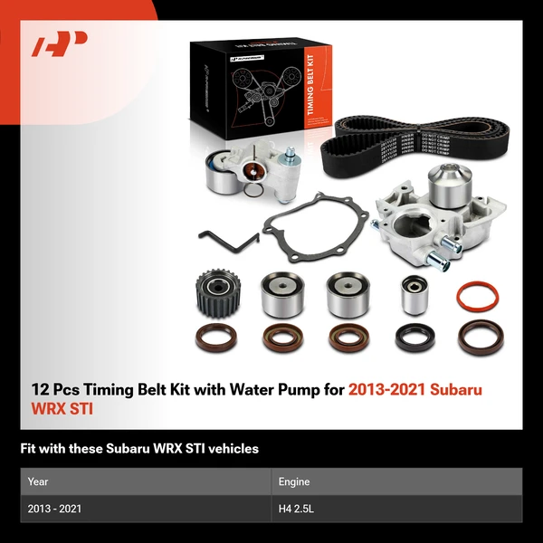 12 Pcs Timing Belt Kit with Water Pump for 2013-2021 Subaru WRX STI