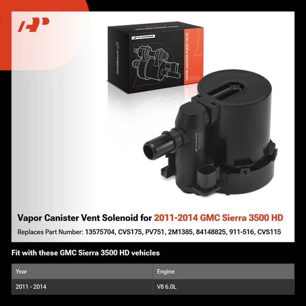 Vapor Canister Vent Solenoid for 2011-2014 GMC Sierra 3500 HD
