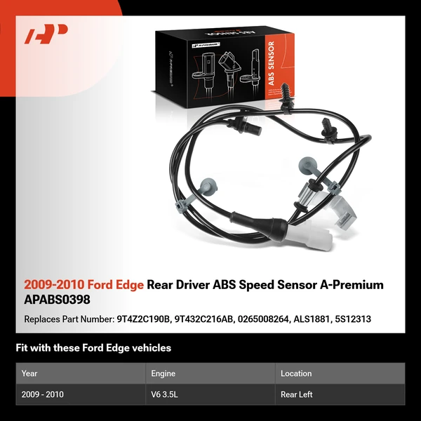 2009-2010 Ford Edge Rear Driver ABS Speed Sensor A-Premium APABS0398