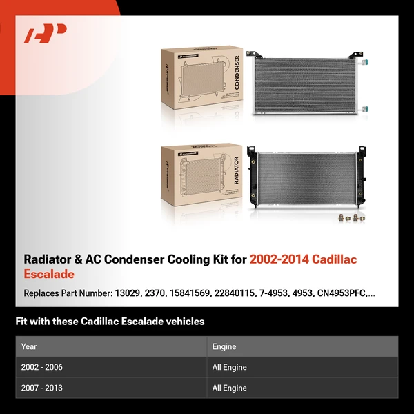 Radiator & AC Condenser Cooling Kit for 2002-2014 Cadillac Escalade
