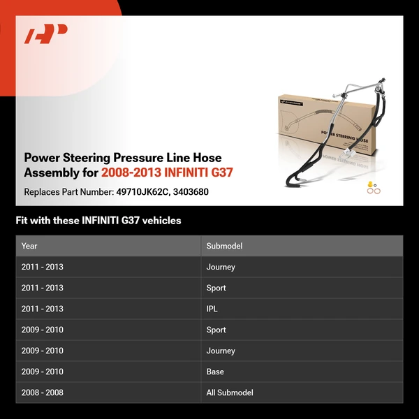 Power Steering Pressure Line Hose Assembly for 2008-2013 INFINITI G37