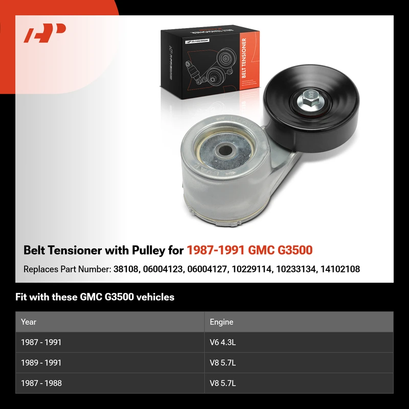 Belt Tensioner with Pulley for 1987-1991 GMC G3500