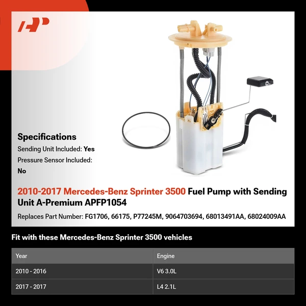 2010-2017 Mercedes-Benz Sprinter 3500 Fuel Pump with Sending Unit A-Premium APFP1054