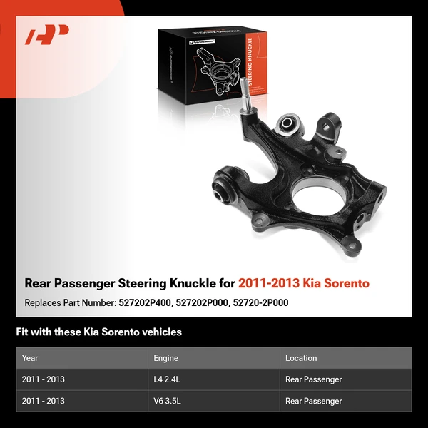Rear Passenger Steering Knuckle for 2011-2013 Kia Sorento