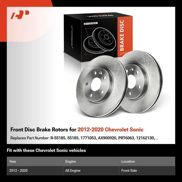Front Disc Brake Rotors for 2012-2020 Chevrolet Sonic