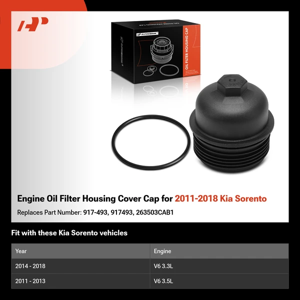 Engine Oil Filter Housing Cover Cap for 2011-2018 Kia Sorento