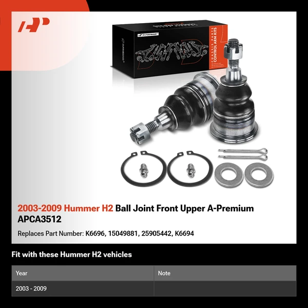 2003-2009 Hummer H2 Ball Joint Front Upper A-Premium APCA3512