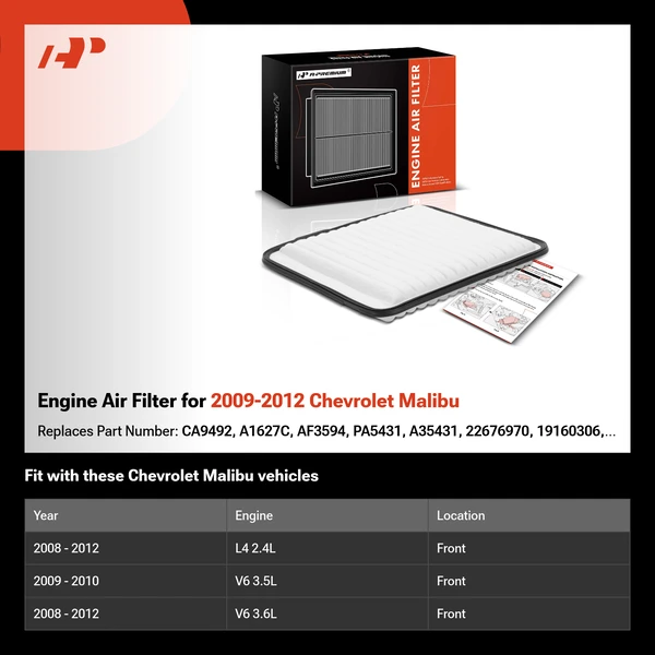 Engine Air Filter for 2009-2012 Chevrolet Malibu