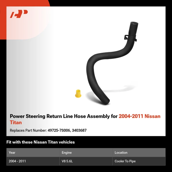Power Steering Return Line Hose Assembly for 2004-2011 Nissan Titan