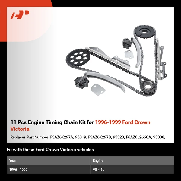 11 Pcs Engine Timing Chain Kit for 1996-1999 Ford Crown Victoria