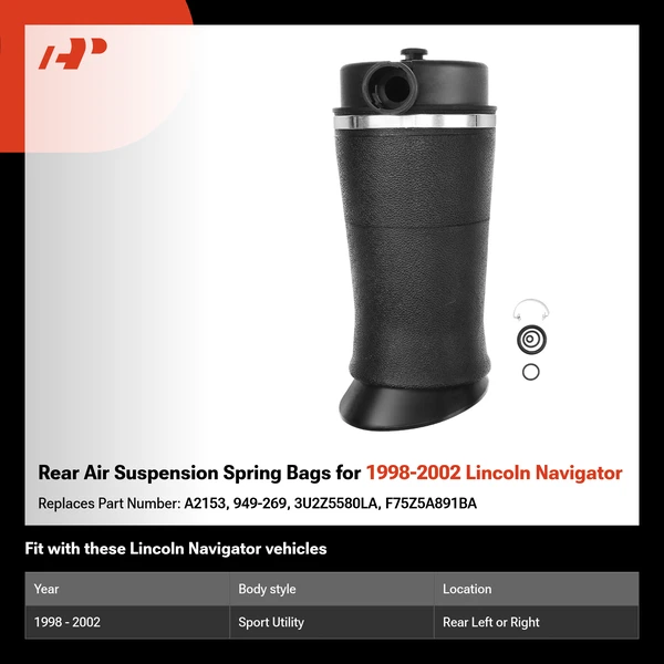 Rear Air Suspension Spring Bags for 1998-2002 Lincoln Navigator
