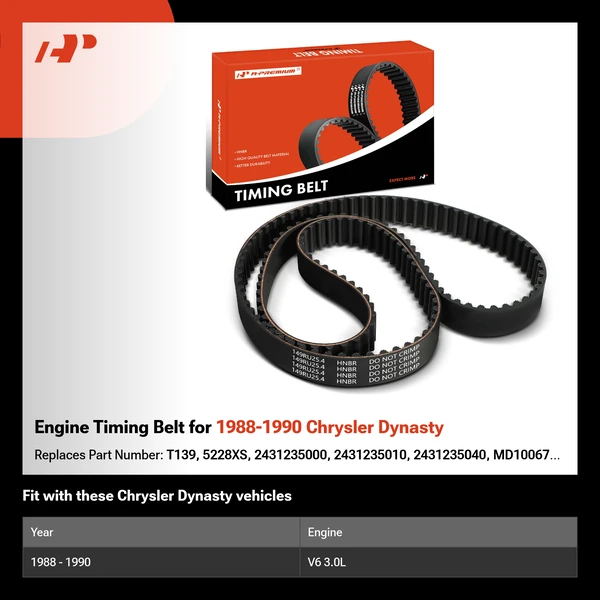 Engine Timing Belt for 1988-1990 Chrysler Dynasty