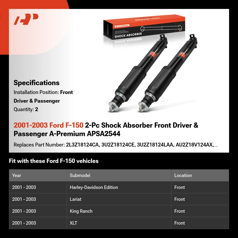 2001-2003 Ford F-150 2-Pc Shock Absorber Front Driver & Passenger A-Premium APSA2544