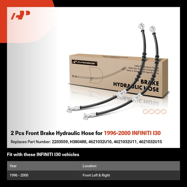 2 Pcs Front Brake Hydraulic Hose for 1996-2000 INFINITI I30