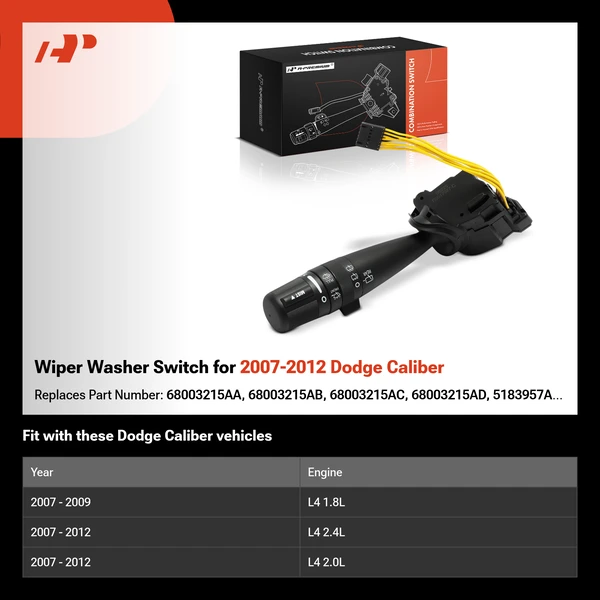 Wiper Washer Switch for 2007-2012 Dodge Caliber