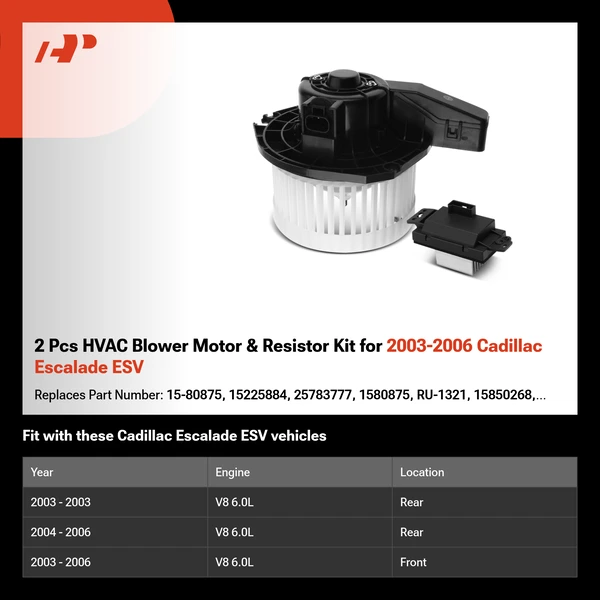 2 Pcs HVAC Blower Motor & Resistor Kit for 2003-2006 Cadillac Escalade ESV