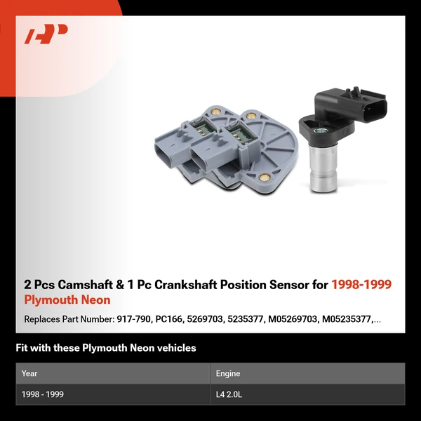 2 Pcs Camshaft & 1 Pc Crankshaft Position Sensor for 1998-1999 Plymouth Neon