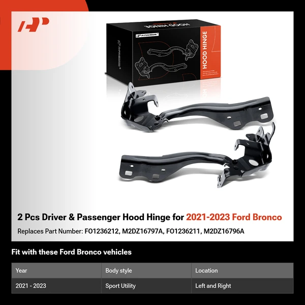 2 Pcs Driver & Passenger Hood Hinge for 2021-2023 Ford Bronco