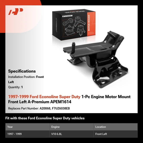 1997-1999 Ford Econoline Super Duty 1-Pc Engine Motor Mount Front Left A-Premium APEM1614