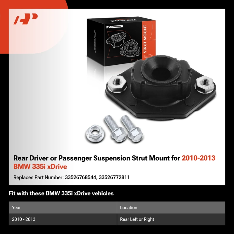 Rear Driver or Passenger Suspension Strut Mount for 2010-2013 BMW 335i xDrive
