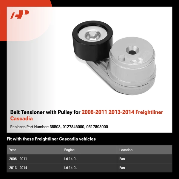 Belt Tensioner with Pulley for 2008-2011 2013-2014 Freightliner Cascadia