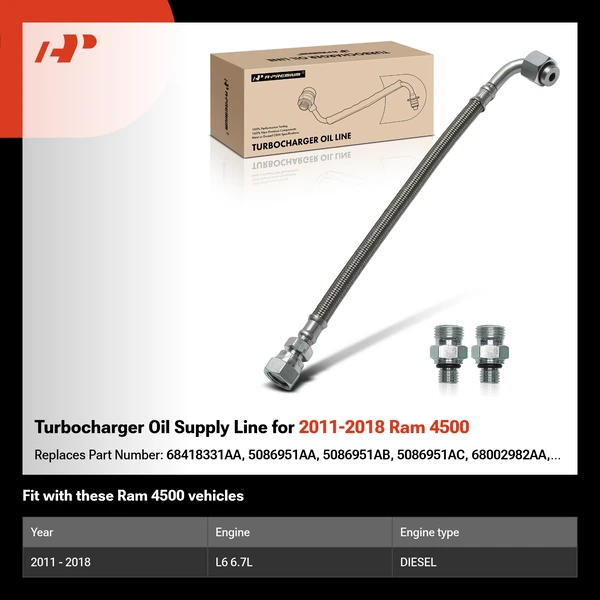 Turbocharger Oil Supply Line for 2011-2018 Ram 4500
