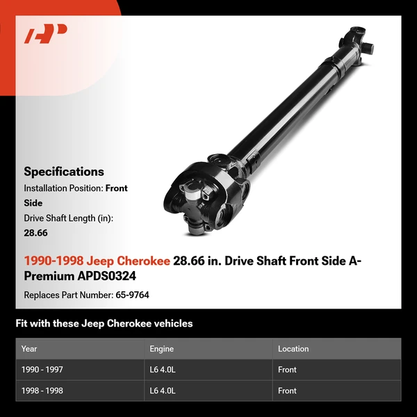 1990-1998 Jeep Cherokee 28.66 in. Drive Shaft Front Side A-Premium APDS0324
