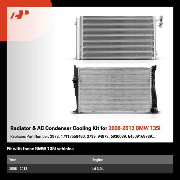 Radiator & AC Condenser Cooling Kit for 2008-2013 BMW 135i
