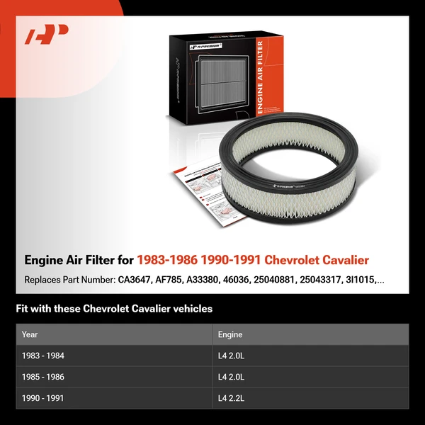 Engine Air Filter for 1983-1986 1990-1991 Chevrolet Cavalier