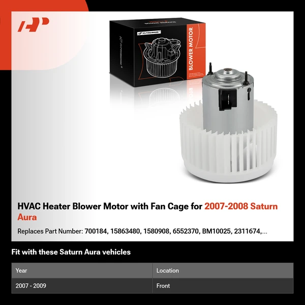 HVAC Heater Blower Motor with Fan Cage for 2007-2008 Saturn Aura