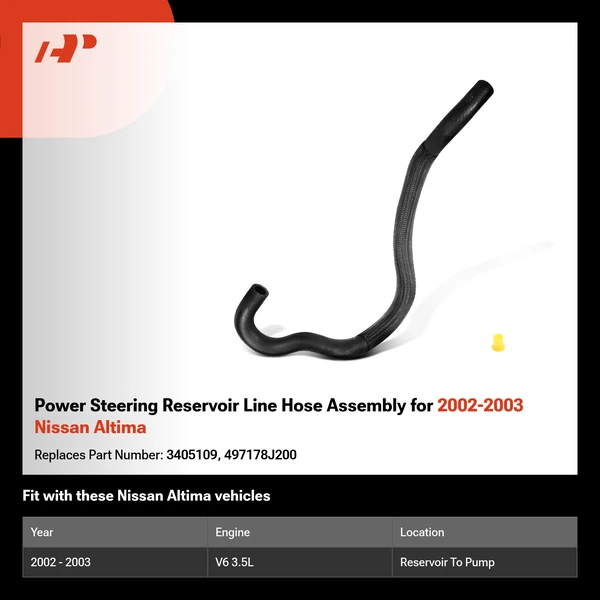 Power Steering Reservoir Line Hose Assembly for 2002-2003 Nissan Altima