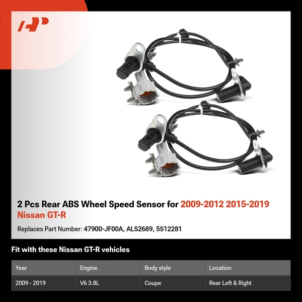 2 Pcs Rear ABS Wheel Speed Sensor for 2009-2012 2015-2019 Nissan GT-R