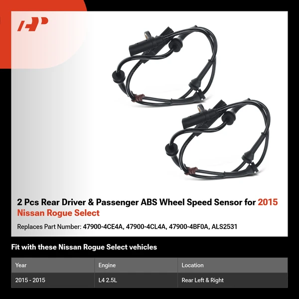 2 Pcs Rear Driver & Passenger ABS Wheel Speed Sensor for 2015 Nissan Rogue Select