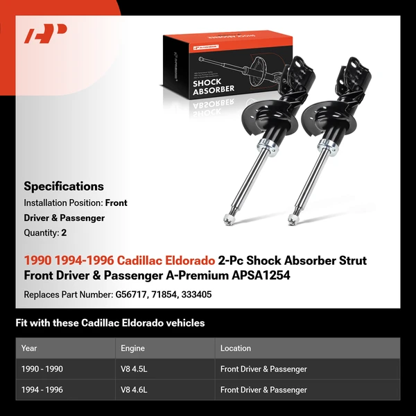 1990 1994-1996 Cadillac Eldorado 2-Pc Shock Absorber Strut Front Driver & Passenger A-Premium APSA1254