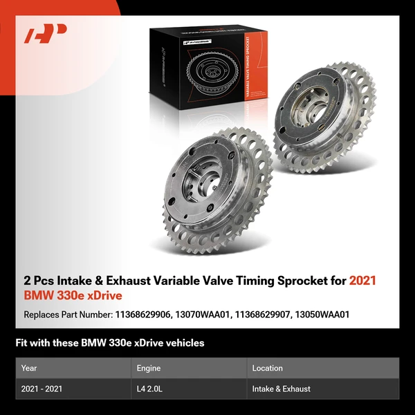 2 Pcs Intake & Exhaust Variable Valve Timing Sprocket for 2021 BMW 330e xDrive