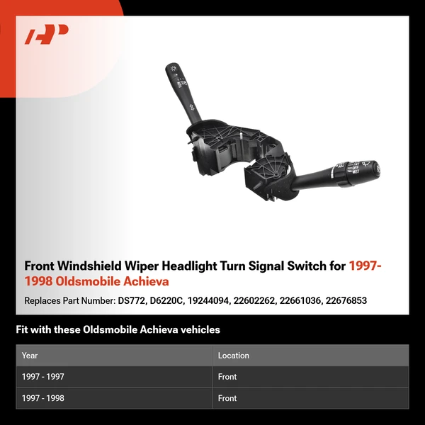 Front Windshield Wiper Headlight Turn Signal Switch for 1997-1998 Oldsmobile Achieva