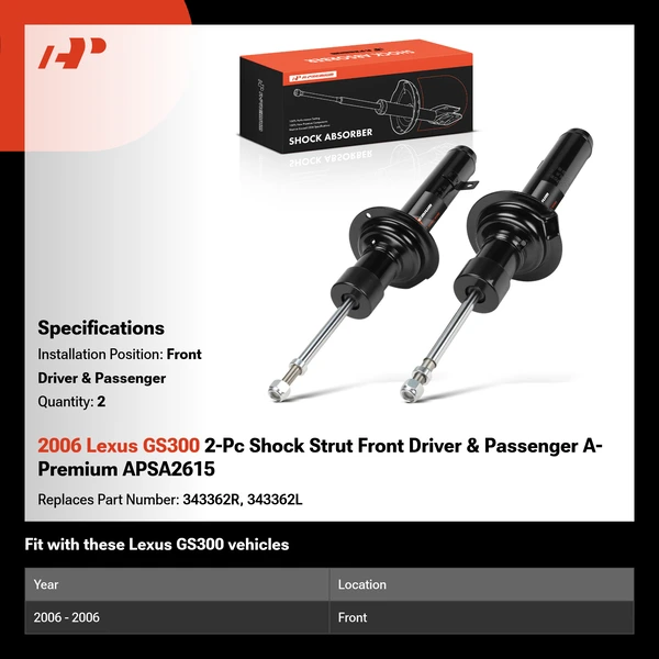 2006 Lexus GS300 2-Pc Shock Strut Front Driver & Passenger A-Premium APSA2615