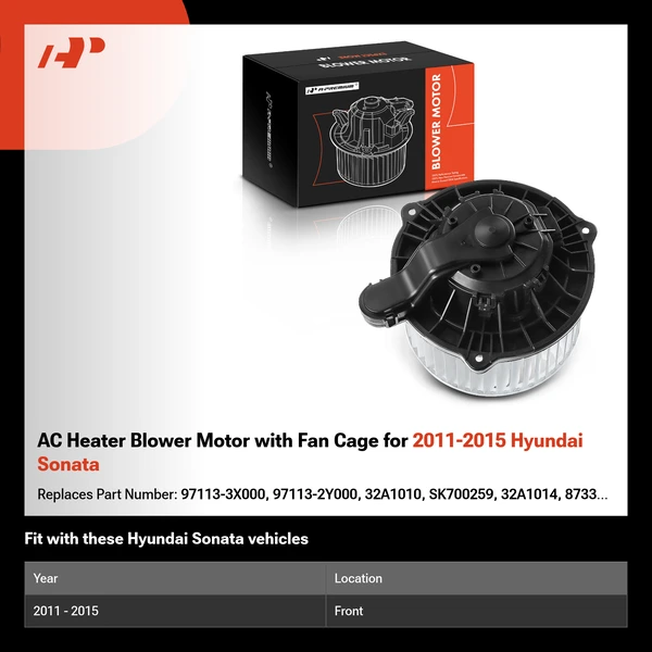 AC Heater Blower Motor with Fan Cage for 2011-2015 Hyundai Sonata