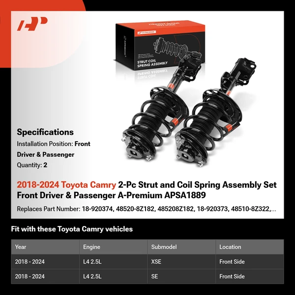 2018-2024 Toyota Camry 2-Pc Strut and Coil Spring Assembly Set Front Driver & Passenger A-Premium APSA1889