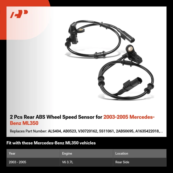 2 Pcs Rear ABS Wheel Speed Sensor for 2003-2005 Mercedes-Benz ML350