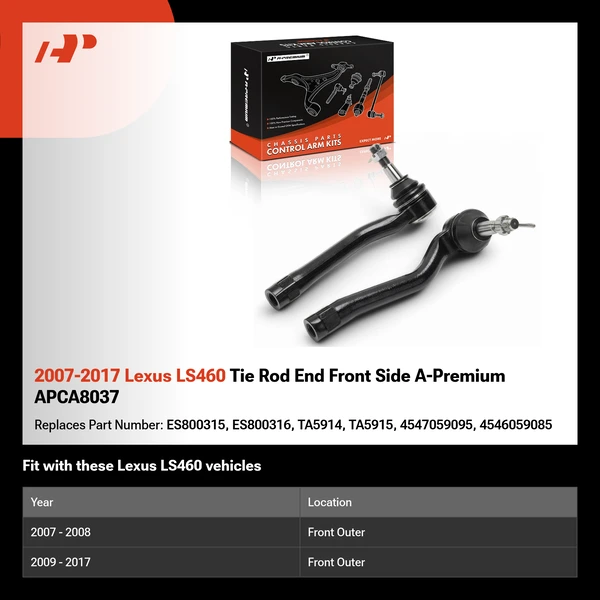 2007-2017 Lexus LS460 Tie Rod End Front Side A-Premium APCA8037