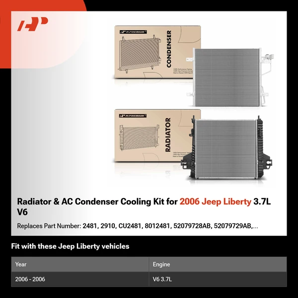 Radiator & AC Condenser Cooling Kit for 2006 Jeep Liberty 3.7L V6
