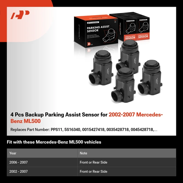 4 Pcs Backup Parking Assist Sensor for 2002-2007 Mercedes-Benz ML500