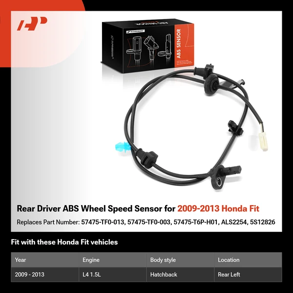 Rear Driver ABS Wheel Speed Sensor for 2009-2013 Honda Fit