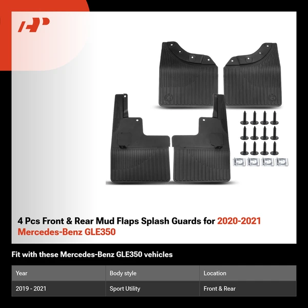 4 Pcs Front & Rear Mud Flaps Splash Guards for 2020-2021 Mercedes-Benz GLE350