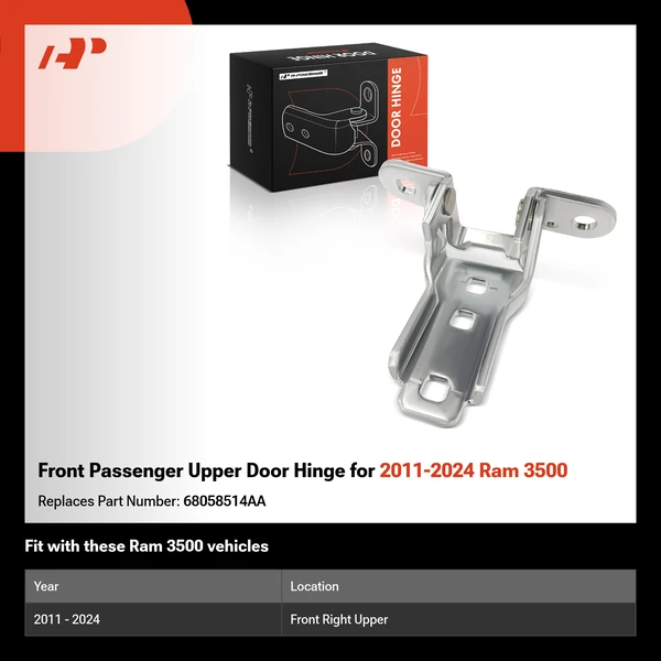 Front Passenger Upper Door Hinge for 2011-2024 Ram 3500
