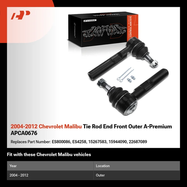 2004-2012 Chevrolet Malibu Tie Rod End Front Outer A-Premium APCA0676