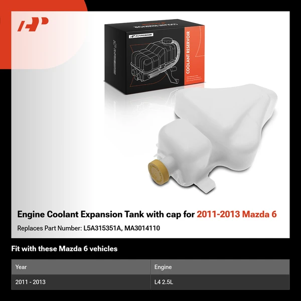 Engine Coolant Expansion Tank with cap for 2011-2013 Mazda 6